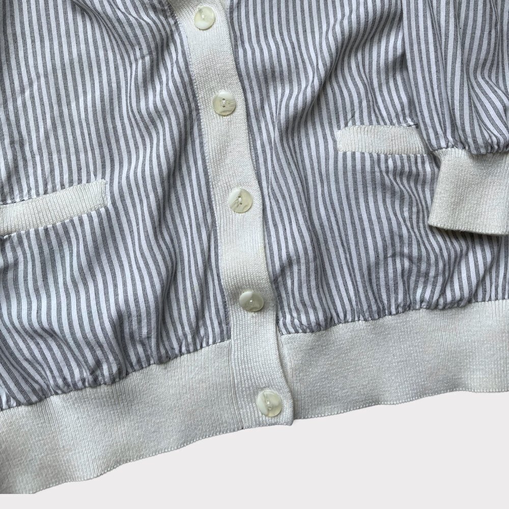 Vintage Blue & White Pinstripe Cardigan Sweater - Picture 4 of 9